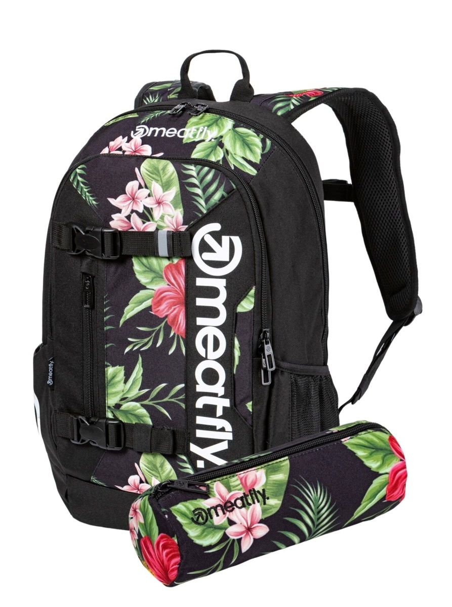 Batoh meatfly basejumper + penál zdarma černá/tropical 22 l