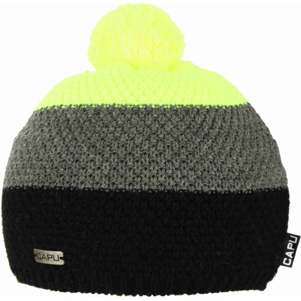 Zimní čepice CAPU 6311 žlutá/šedá/černá