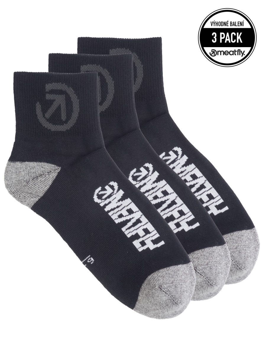 Unisex ponožky meatfly middle triple černá m