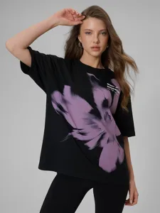 Dámské loose tričko s potiskem 4F černá Dámské loose tričko s potiskem 4F černá
