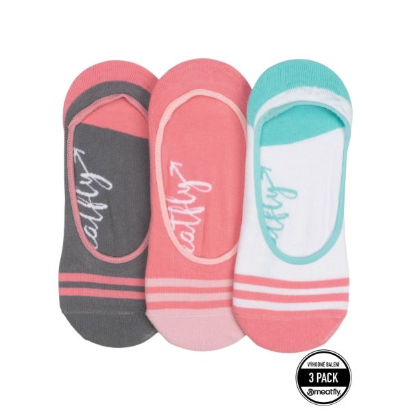 Dámské ponožky Meatfly Low Socks Triple Pack šedá/růžová