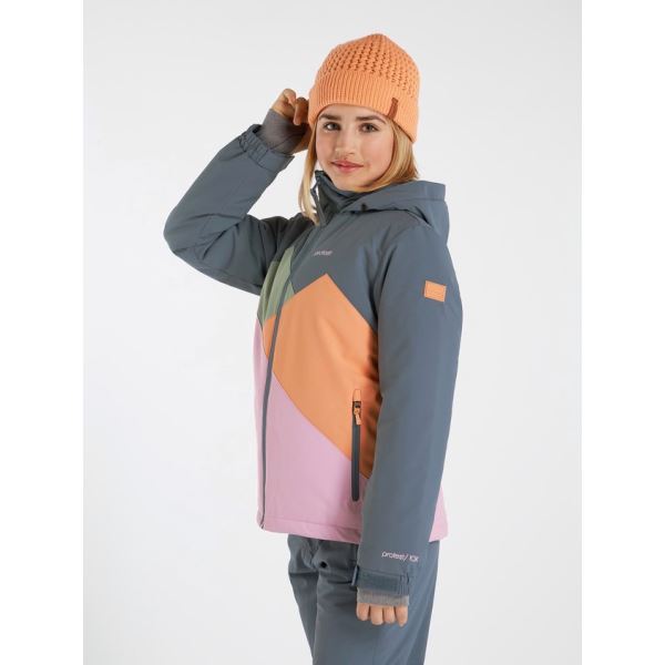 Dívčí lyžařská bunda Protest DOUTSEN šedá/světle růžová