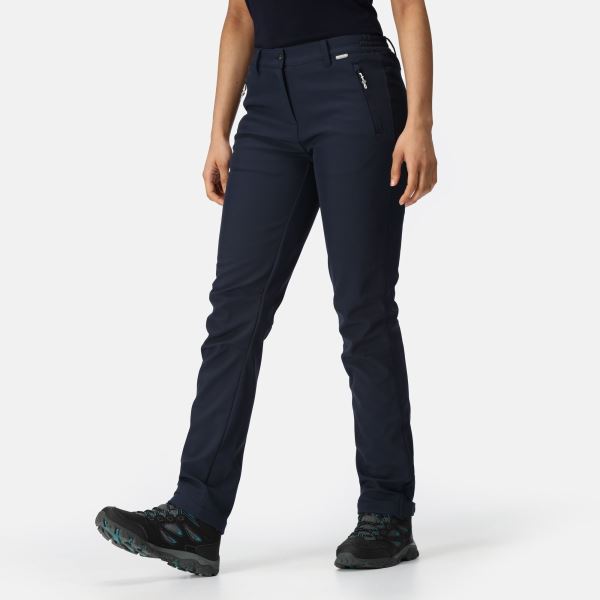 Dámské softshellové kalhoty Regatta GEO SOFTSHELL II - prodloužená délka tmavě modrá