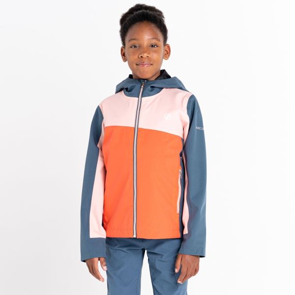Dětská outdoorová bunda Dare2b EXPLORE modrošedá/oranžová/růžová