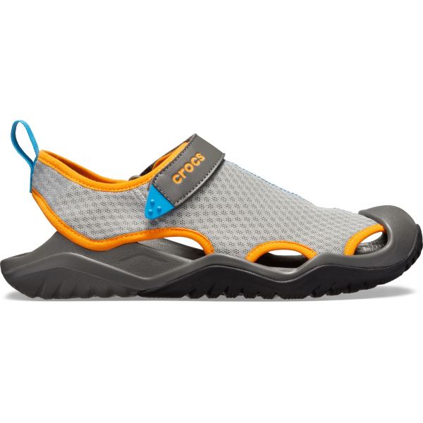 Pánské boty Crocs Swiftwater Mesh Sandal šedá/oranžová