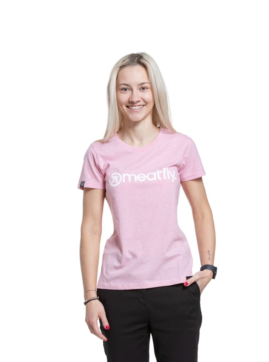 Dámské tričko meatfly mf logo světle růžová l