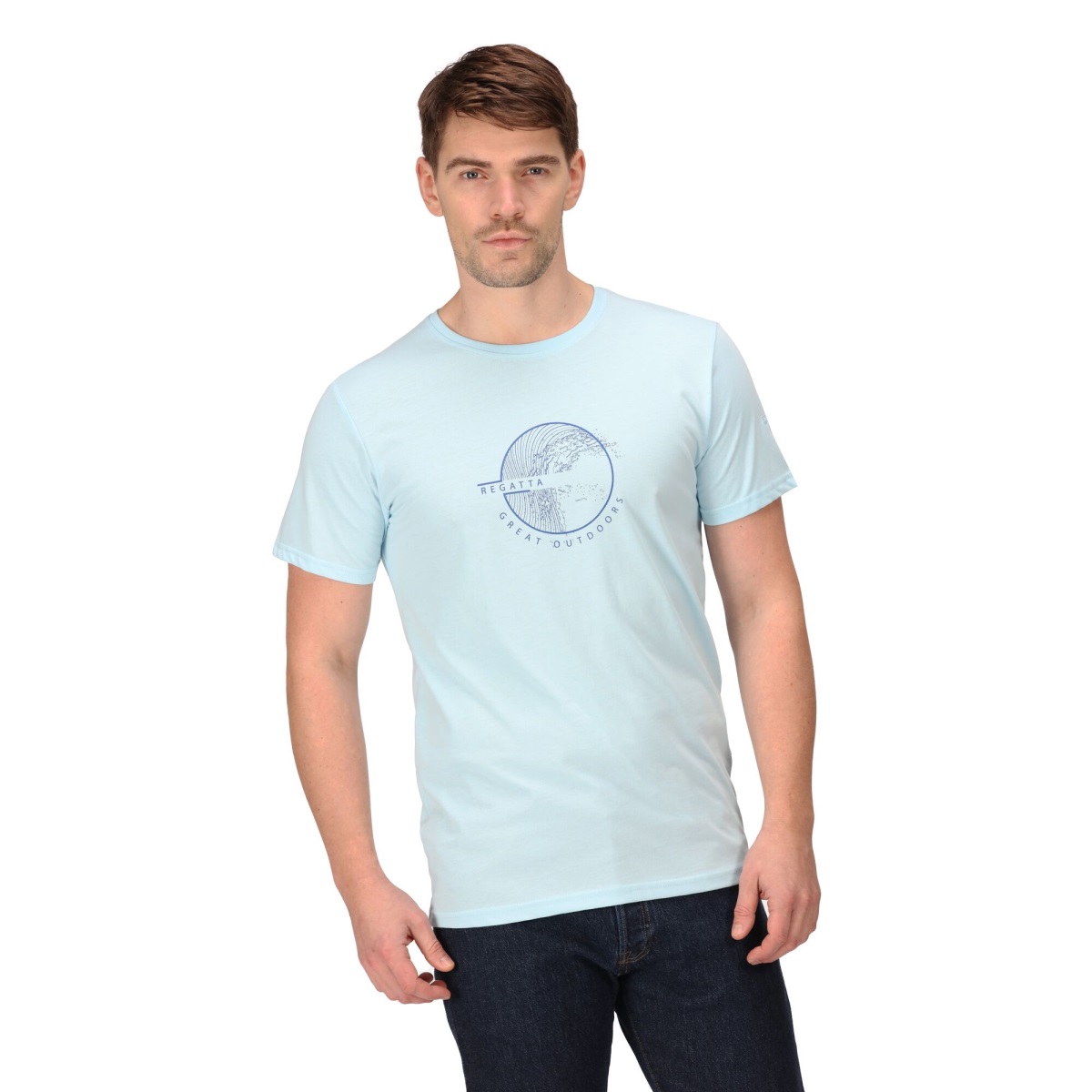 Pánské bavlněné tričko regatta cline vii světle modrá l