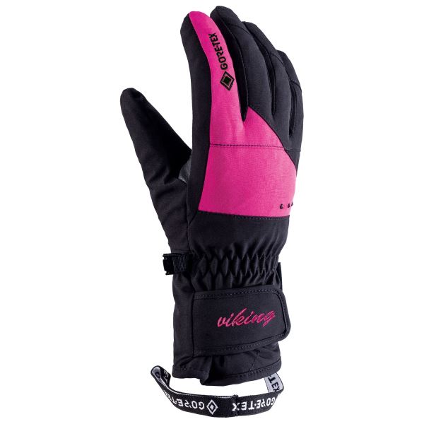 Dámské lyžařské rukavice Viking SHERPA GTX černá/růžová