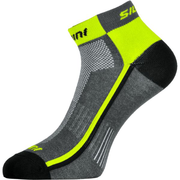 Unisex ponožky Silvini Plima tmavě šedá/neonově žlutá