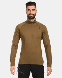 Pánské termo triko s dlouhým rukávem z MERINO WOOL Kilpi JAGER-M hnědá Pánské termo triko s dlouhým rukávem z MERINO WOOL Kilpi JAGER-M hnědá