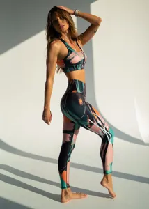 Dámské legíny KFIT® Terra černá/růžová/zelená Dámské legíny KFIT® Terra černá/růžová/zelená