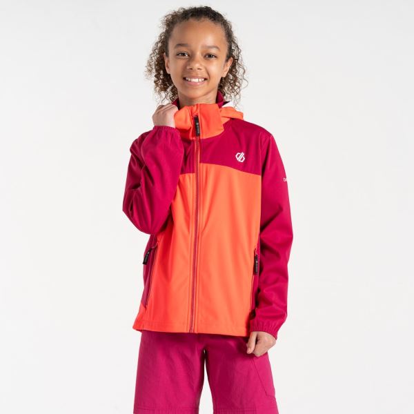 Dětská softshellová bunda Dare2b CHEER oranžová/růžová