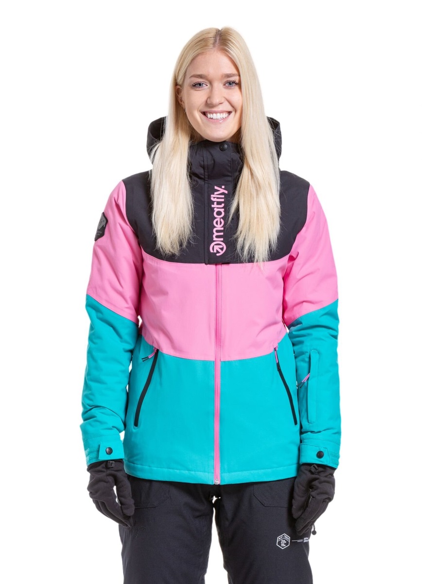Dámská snb & ski bunda meatfly kirsten růžová/tyrkysová xs