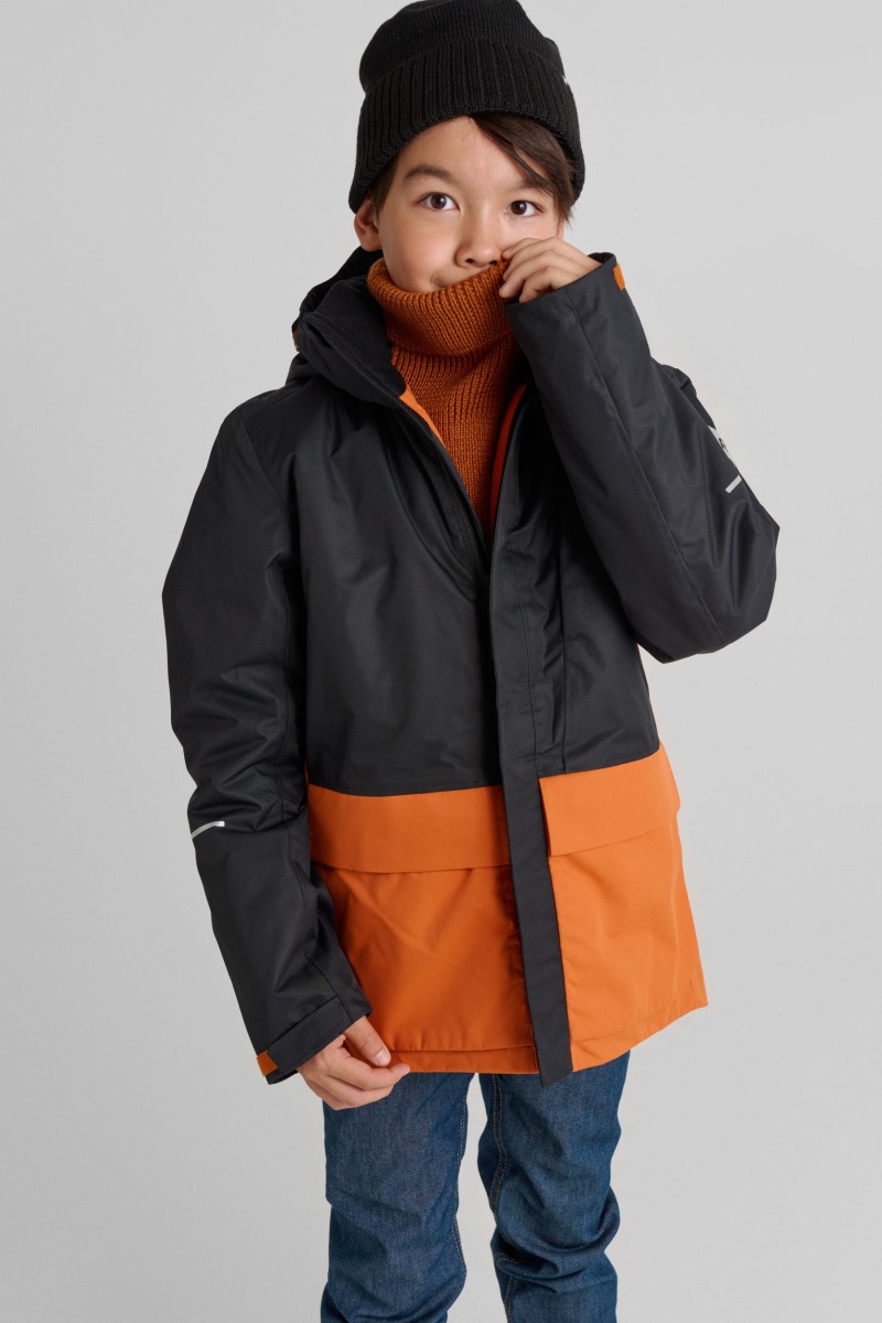 Chlapecká zimní lyžařská bunda reima timola černá/oranžová 164
