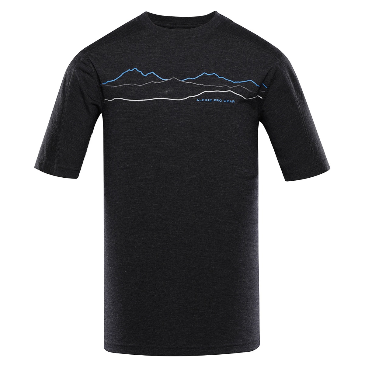 Pánské triko z merino vlny alpine pro woolen 2 černá m-l