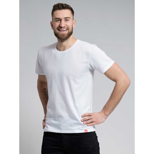 Pánské bavlněné triko CityZen s kulatým výstřihem bílá