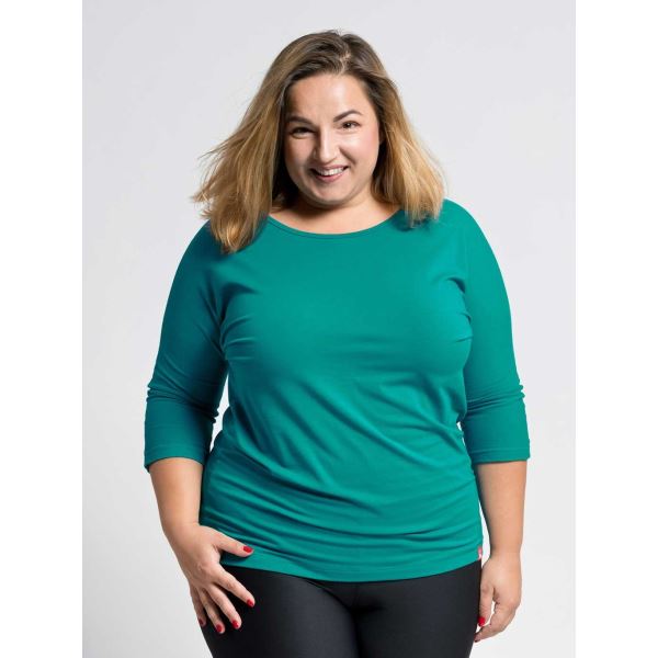 Dámské bavlněné triko Plus Size CityZen s elastanem smaragdová