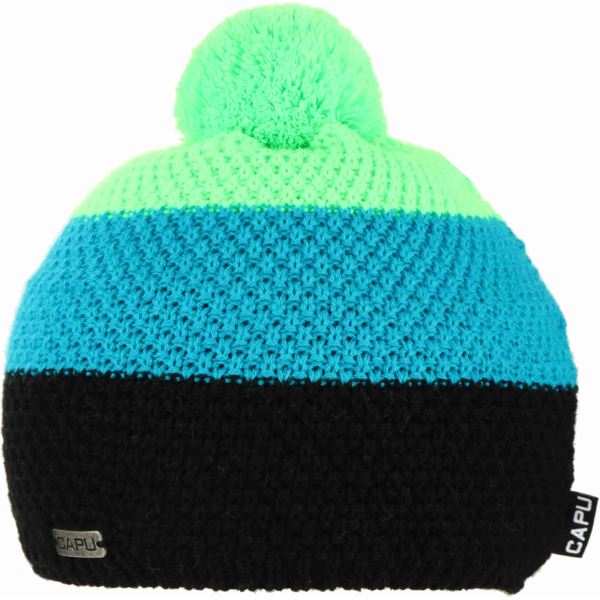 Zimní čepice CAPU 6311 zelená/modrá/černá