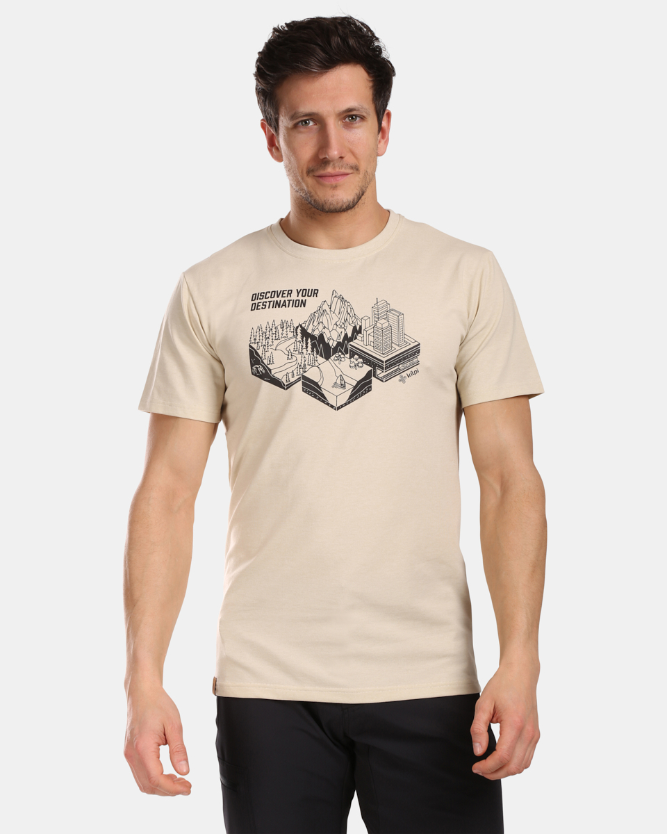 Pánské bavlněné tričko kilpi vibe-m béžová 3xl