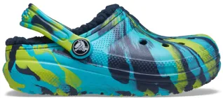 Dětské boty Crocs CLASSIC LINED MARBLED modrá/zelená Dětské boty Crocs CLASSIC LINED MARBLED modrá/zelená
